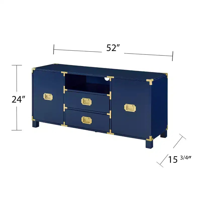 Campaign Entertainment Center Console with Drawers and Shelving - Blue