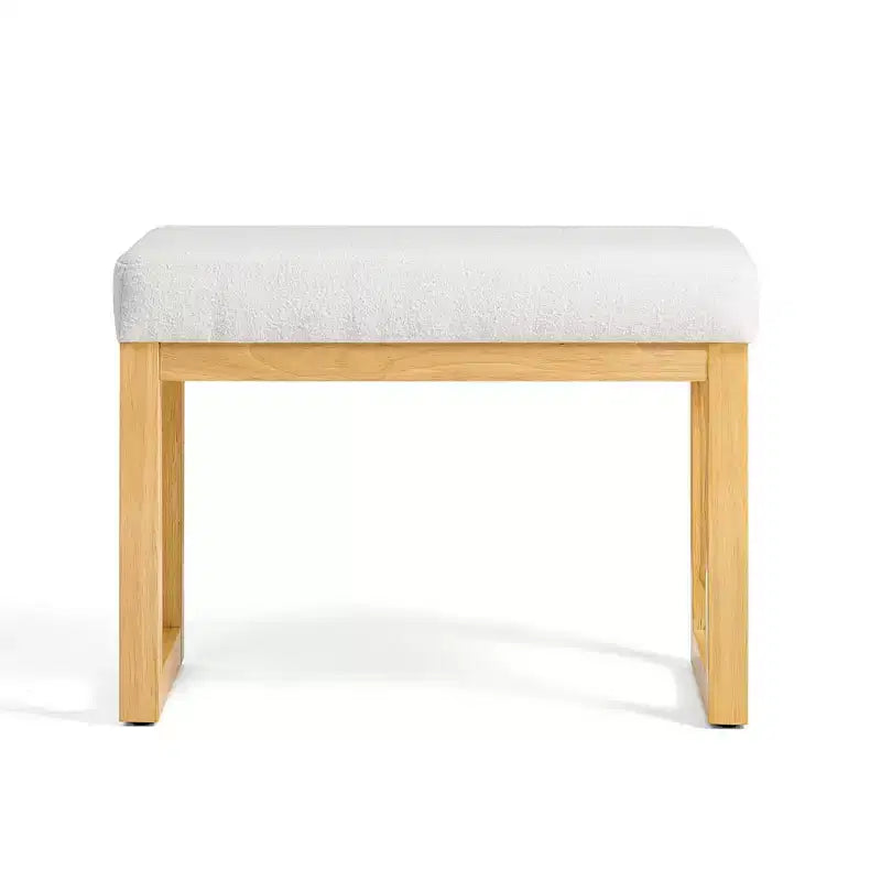 MAYEERTY Shoe Changing Bench with Wooden Frame and Soft Cushioned Seat for Hallway and Living Room - Beige