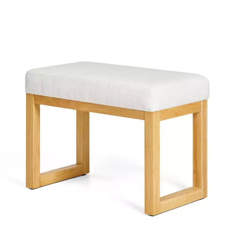 MAYEERTY Shoe Changing Bench with Wooden Frame and Soft Cushioned Seat for Hallway and Living Room - Beige