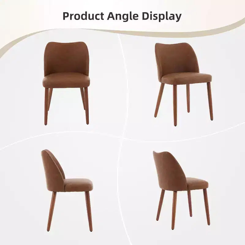 COZONY Leather Upholstered Dining Chair with Wood Legs, Wing Backrest and Thick Cushion