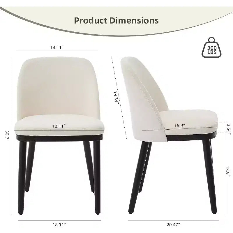 COZONY Leather Upholstered Dining Chair with Wood Legs, Wing Backrest and Thick Cushion