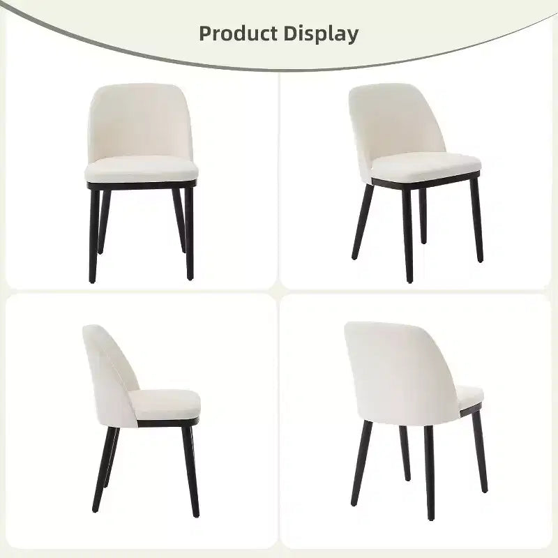 COZONY Leather Upholstered Dining Chair with Wood Legs, Wing Backrest and Thick Cushion