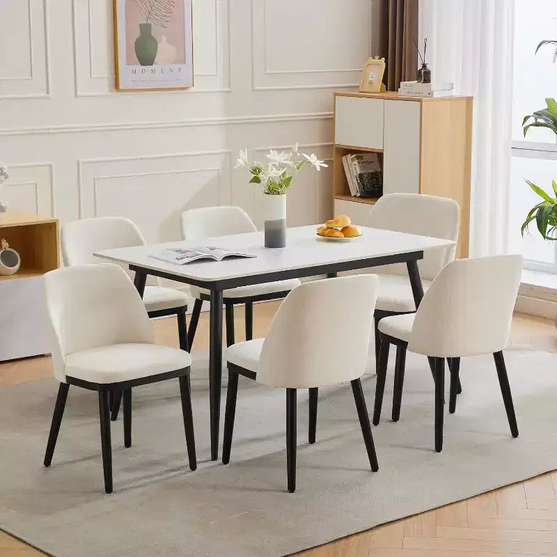 COZONY Leather Upholstered Dining Chair with Wood Legs, Wing Backrest and Thick Cushion