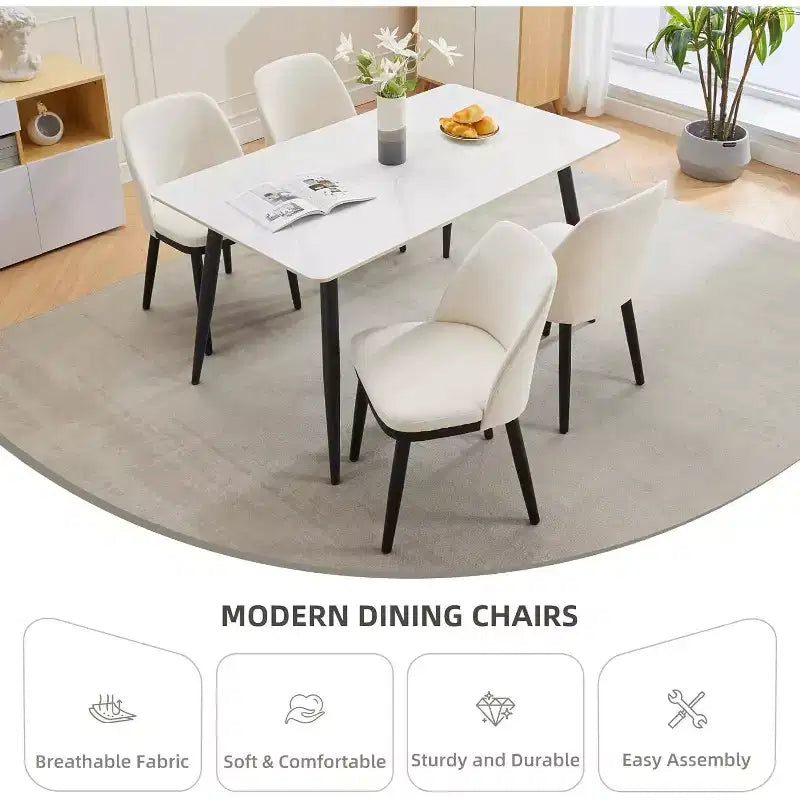 COZONY Leather Upholstered Dining Chair with Wood Legs, Wing Backrest and Thick Cushion