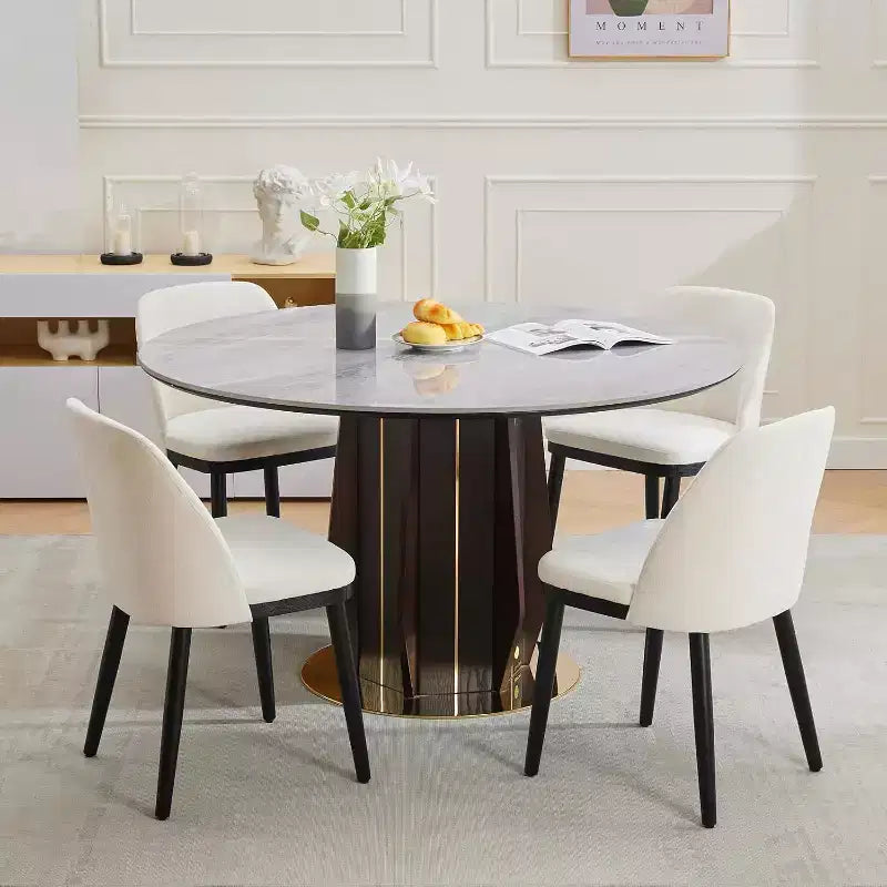 COZONY Leather Upholstered Dining Chair with Wood Legs, Wing Backrest and Thick Cushion