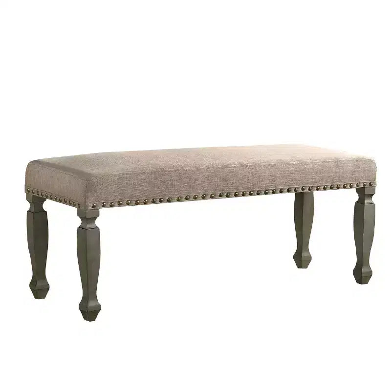 GDFStudio Preston 48" Modern Upholstered Wooden Bench with Nailhead Trim