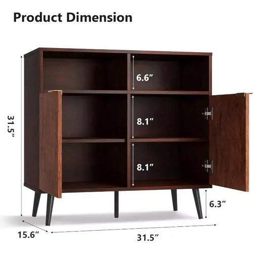 31.5" Farmhouse Rustic Wooden Sideboard Buffet with Barn Doors and Open Compartments for Entryway and Living Room