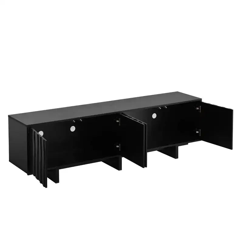 70" TV Stand for TVs up to 75" - Retro Wood Grain with Wavy Door Design and Dual Cabinet Storage