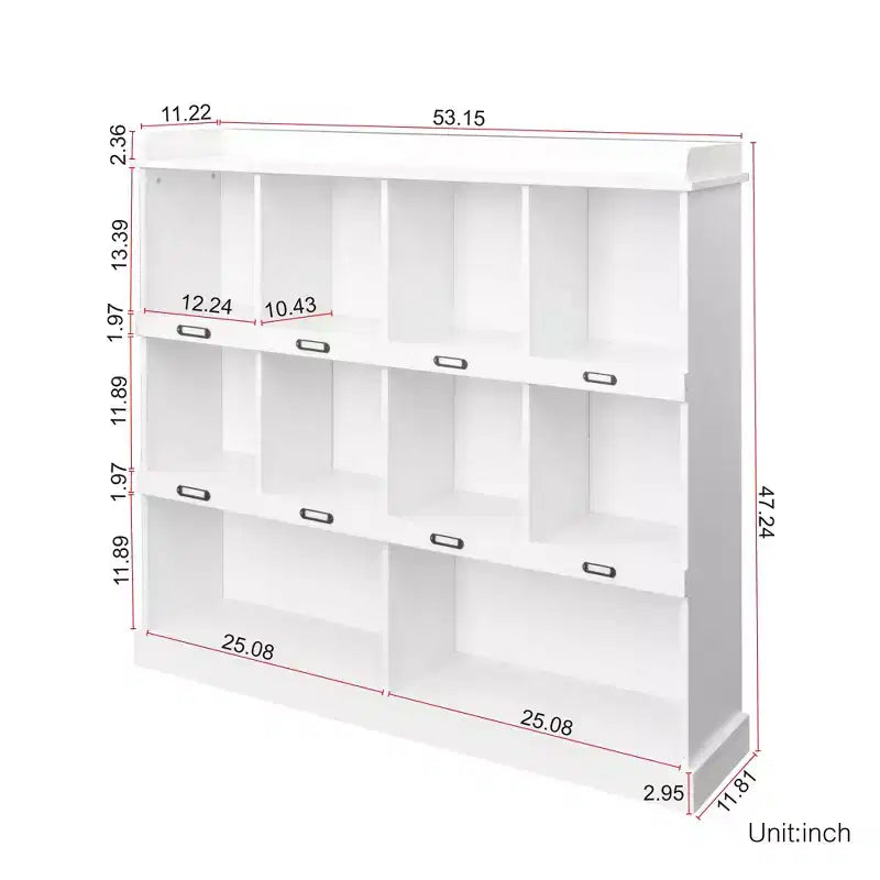 10-Cube Tall Freestanding Bookcase with Vintage Industrial Style for Living Room, Bedroom and Office