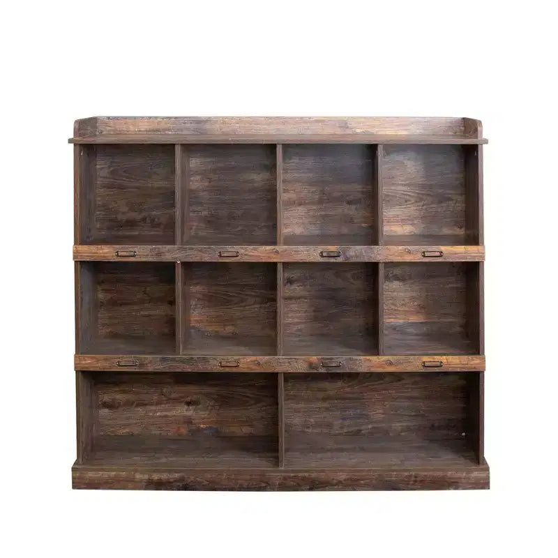 10-Cube Tall Freestanding Bookcase with Vintage Industrial Style for Living Room, Bedroom and Office