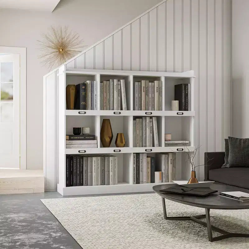 10-Cube Tall Freestanding Bookcase with Vintage Industrial Style for Living Room, Bedroom and Office