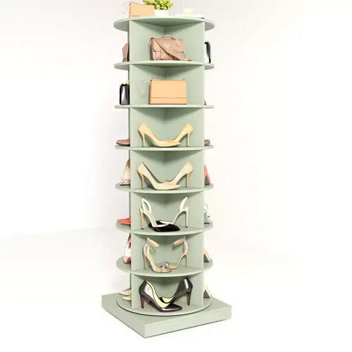 360° Rotating Shoe Rack Tower - 24-Pair Round Vertical Shoe and Handbag Organizer
