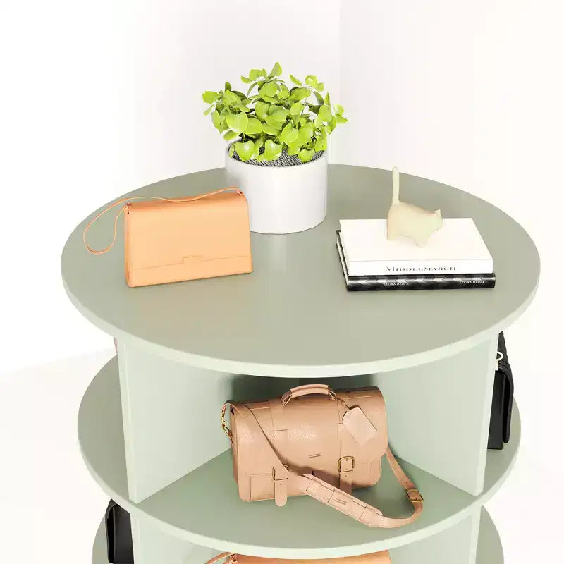 360° Rotating Shoe Rack Tower - 24-Pair Round Vertical Shoe and Handbag Organizer