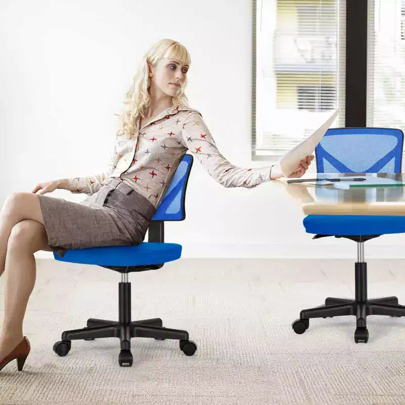 TUYOHW Low-Back Mesh Armless Office Chair with Lumbar Support for Study, Office and Reading Room