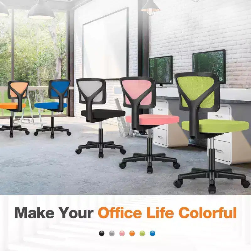 TUYOHW Low-Back Mesh Armless Office Chair with Lumbar Support for Study, Office and Reading Room