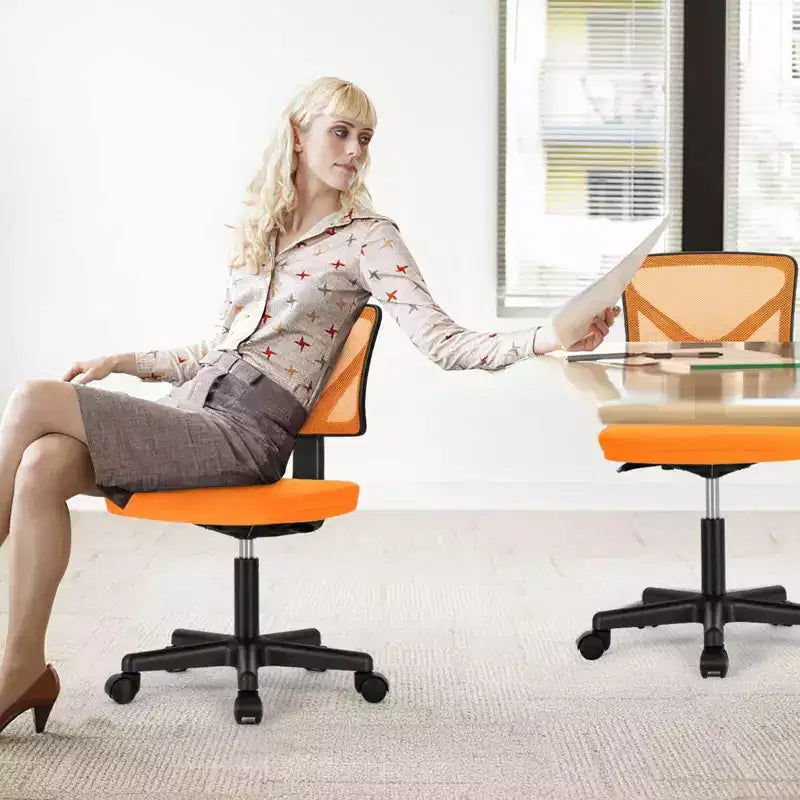 TUYOHW Low-Back Mesh Armless Office Chair with Lumbar Support for Study, Office and Reading Room