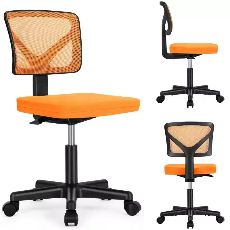 TUYOHW Low-Back Mesh Armless Office Chair with Lumbar Support for Study, Office and Reading Room