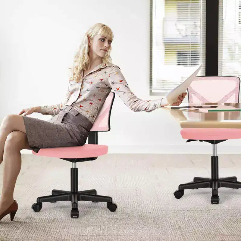 TUYOHW Low-Back Mesh Armless Office Chair with Lumbar Support for Study, Office and Reading Room