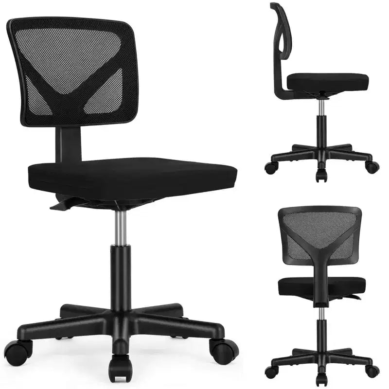 TUYOHW Low-Back Mesh Armless Office Chair with Lumbar Support for Study, Office and Reading Room
