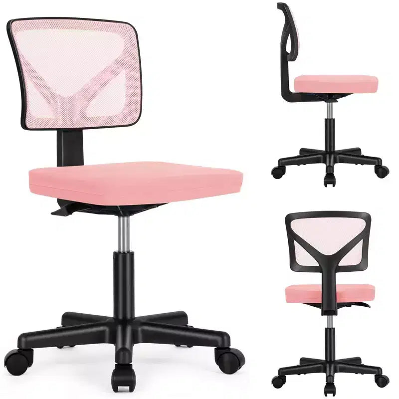 TUYOHW Low-Back Mesh Armless Office Chair with Lumbar Support for Study, Office and Reading Room