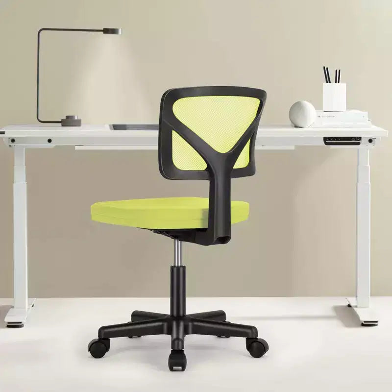 TUYOHW Low-Back Mesh Armless Office Chair with Lumbar Support for Study, Office and Reading Room