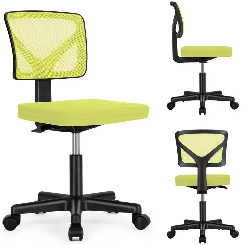 TUYOHW Low-Back Mesh Armless Office Chair with Lumbar Support for Study, Office and Reading Room
