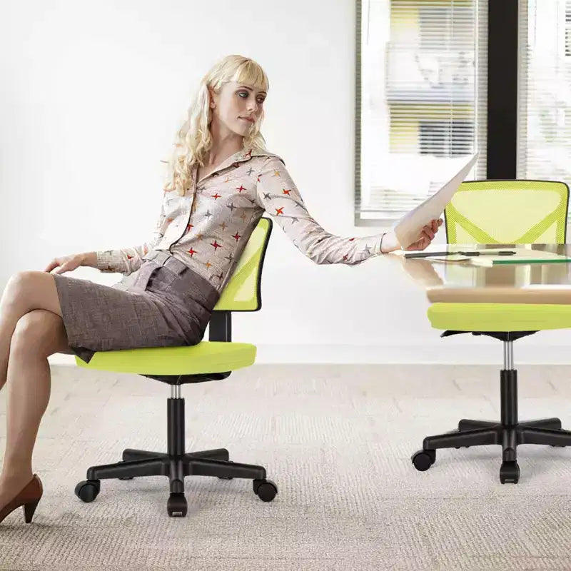 TUYOHW Low-Back Mesh Armless Office Chair with Lumbar Support for Study, Office and Reading Room