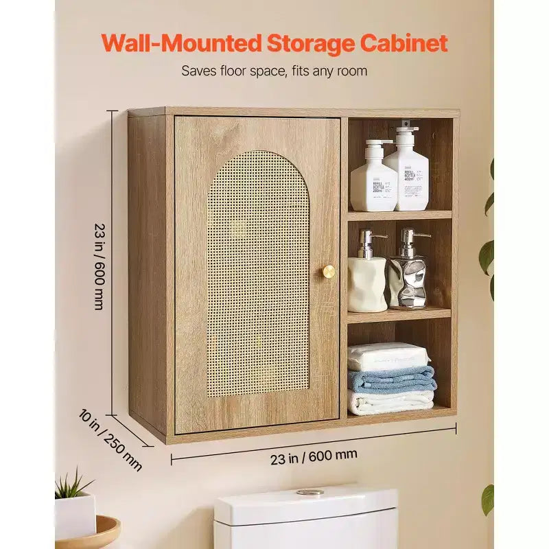 Wall Mounted Bathroom Cabinet with 5-Level Adjustable Shelf for Over-Toilet Storage
