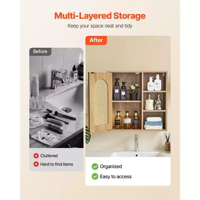 Wall Mounted Bathroom Cabinet with 5-Level Adjustable Shelf for Over-Toilet Storage
