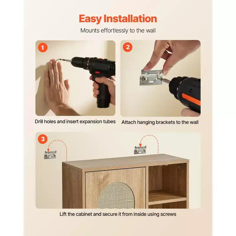 Wall Mounted Bathroom Cabinet with 5-Level Adjustable Shelf for Over-Toilet Storage