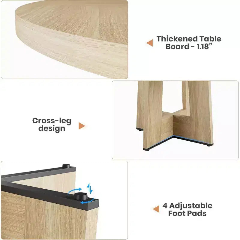 47" Round Dining Table for 4-6 People with Sturdy Pedestal Base - Kitchen and Apartment