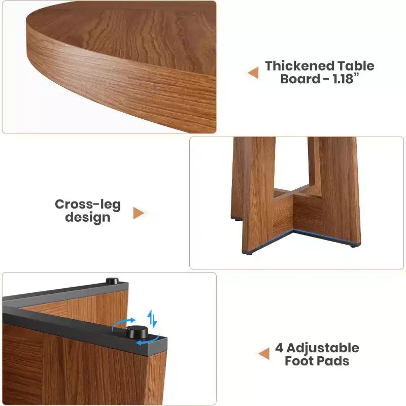 47" Round Dining Table for 4-6 People with Sturdy Pedestal Base - Kitchen and Apartment