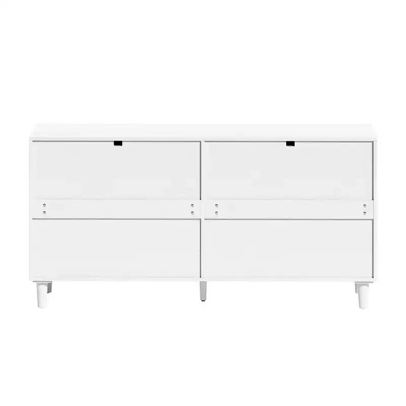 MAYEERTY 59" Rattan 6-Drawer Storage Cabinet with Metal Handles and Wood Legs - White