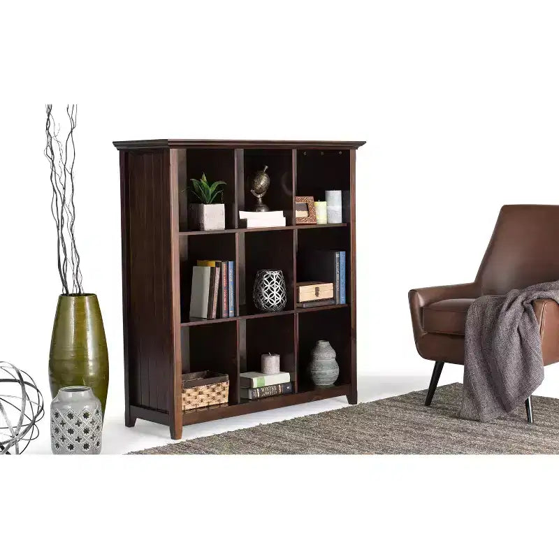Normandy Solid Wood 48" x 44" Transitional 9-Cube Bookcase and Storage Unit