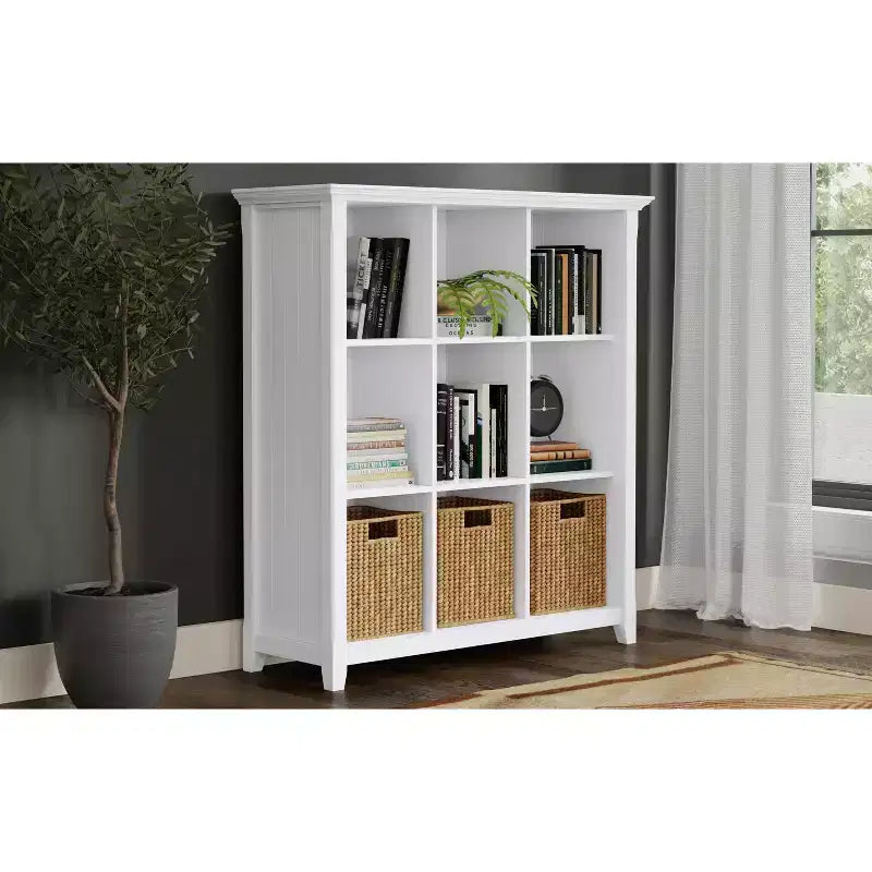 Normandy Solid Wood 48" x 44" Transitional 9-Cube Bookcase and Storage Unit
