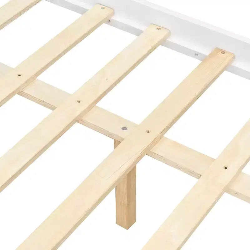Twin/Full Size Wooden House Bed with 2 Storage Drawers - Montessori Daybed Frame with Roof
