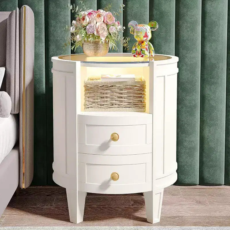 Freestanding Bathroom Vanity with Ceramic Sink, 2 Soft-Close Drawers and Open Shelf - White