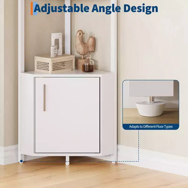 5-Tier Industrial Corner Bookshelf Stand for Bedroom, Living Room, Office, Kitchen and Bathroom