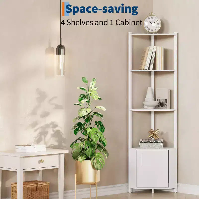 5-Tier Industrial Corner Bookshelf Stand for Bedroom, Living Room, Office, Kitchen and Bathroom