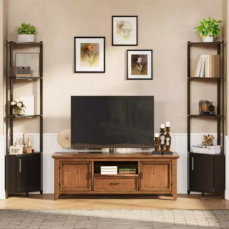 5-Tier Industrial Corner Bookshelf Stand for Bedroom, Living Room, Office, Kitchen and Bathroom