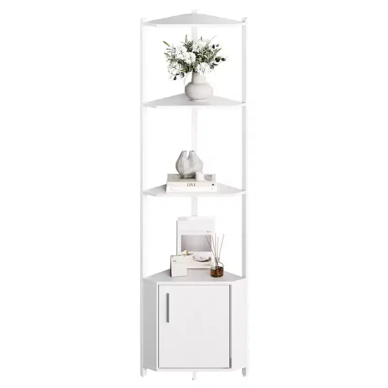5-Tier Industrial Corner Bookshelf Stand for Bedroom, Living Room, Office, Kitchen and Bathroom