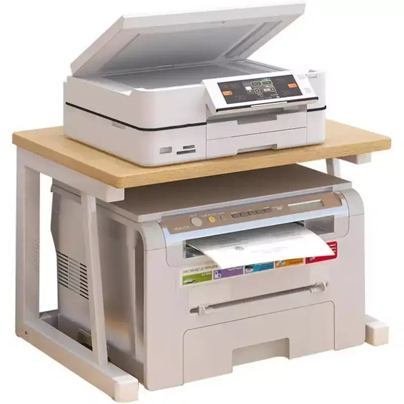 Two-Tier Wooden Printer Stand - Multifunctional Desktop Organizer for Office and Home