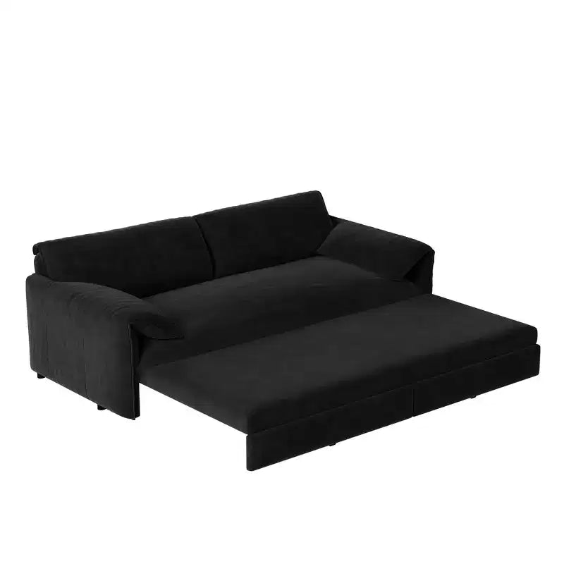 Whisen 3-in-1 Velvet Queen Sleeper Sofa Bed 66" with Side Storage Pockets