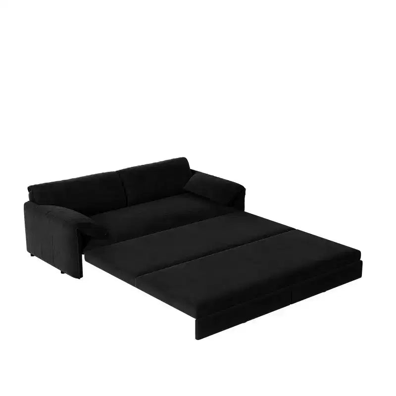Whisen 3-in-1 Velvet Queen Sleeper Sofa Bed 66" with Side Storage Pockets