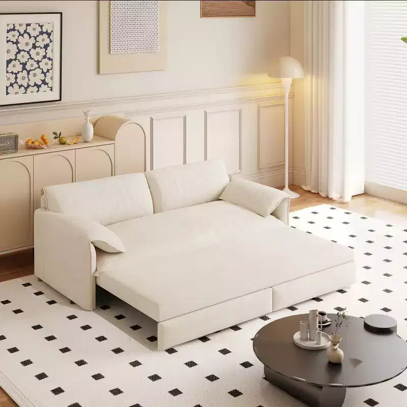 Whisen 3-in-1 Velvet Queen Sleeper Sofa Bed 66" with Side Storage Pockets