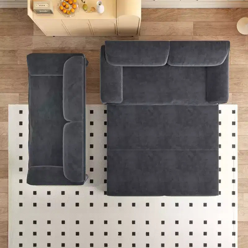 Whisen 3-in-1 Velvet Queen Sleeper Sofa Bed 66" with Side Storage Pockets