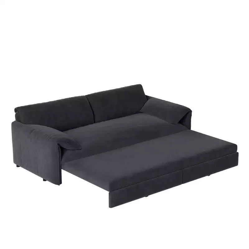 Whisen 3-in-1 Velvet Queen Sleeper Sofa Bed 66" with Side Storage Pockets