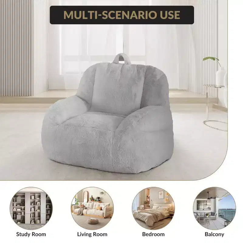 Giant Faux Leather Beanbag Sofa Chair with Padding and Handles for Living Room