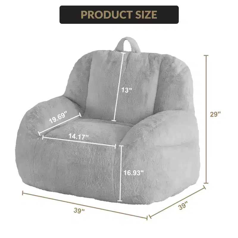 Giant Faux Leather Beanbag Sofa Chair with Padding and Handles for Living Room
