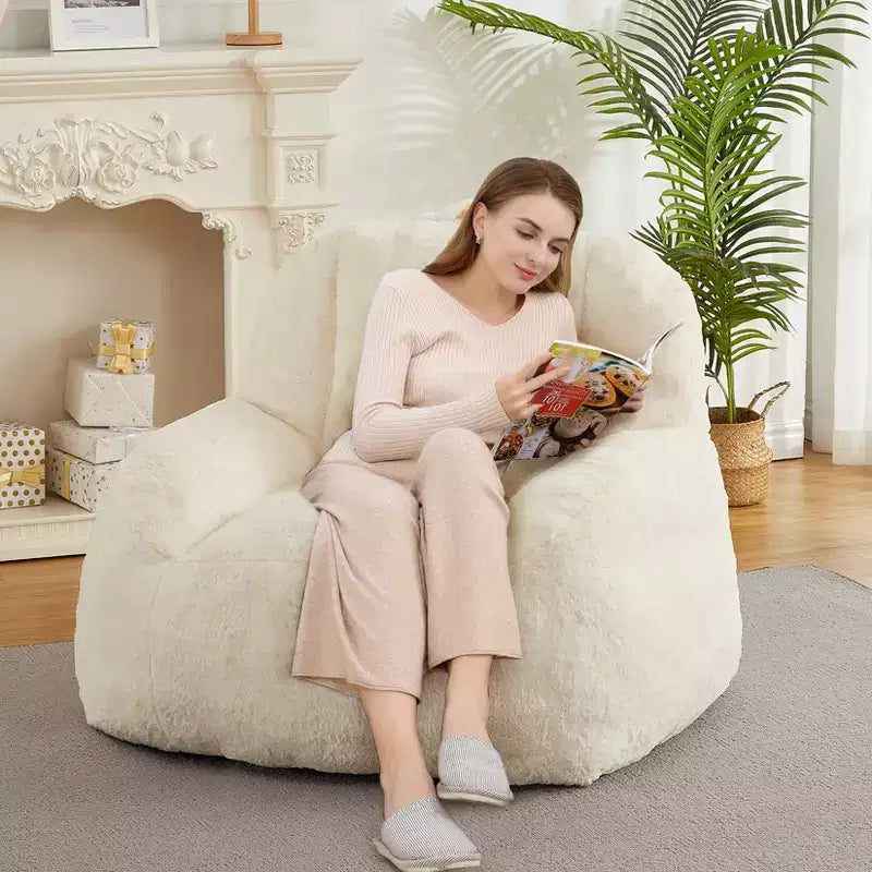Giant Faux Leather Beanbag Sofa Chair with Padding and Handles for Living Room